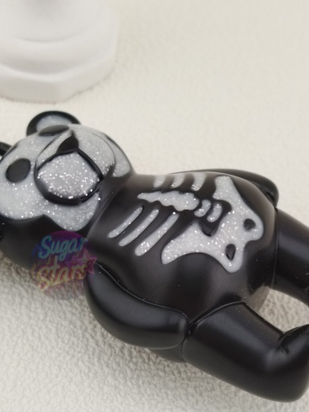 COACH Black Teddy Bear Keychain with Silver Glitter Accent - Picture 1 of 6